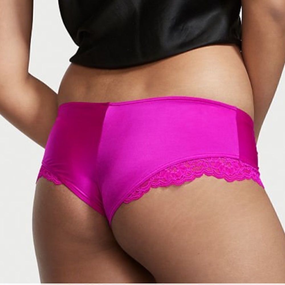 Victorias Secret Very Sexy Smooth Satin Micro Lace cheeky panty Very Fuchsia XXL